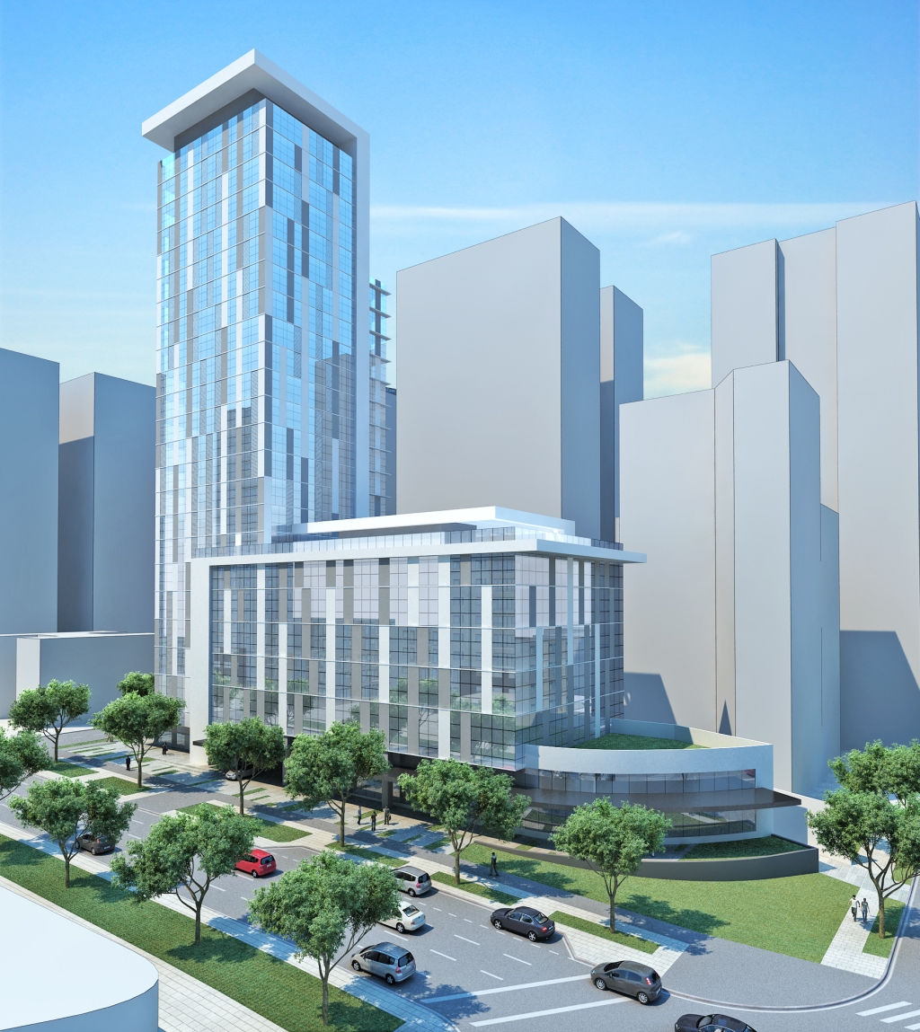 Perspectiva do empreendimento comercial, focado na sustentabilidade, que a Laguna construirá no bairro Água Verde | Imagens: Divulgação