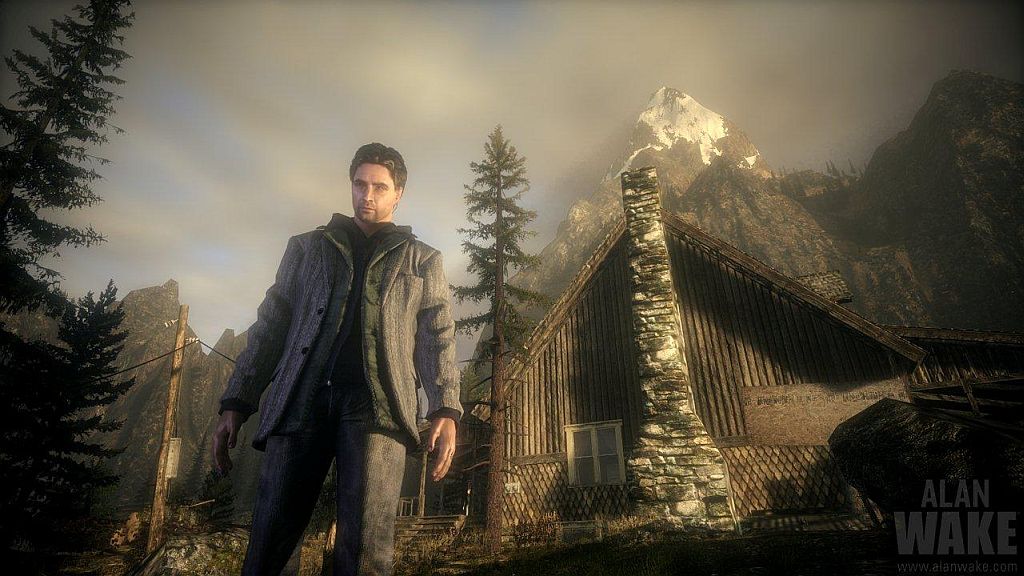 O personagem Alan Wake, no game do mesmo nome: cidade bonita e pacata de dia, repleta de seres estranhos à noite | Divulgação/Microsoft
