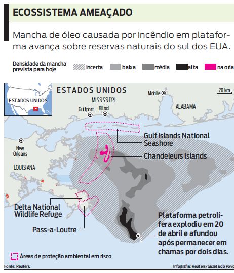 Veja as áreas afetadas pela mancha de óleo |