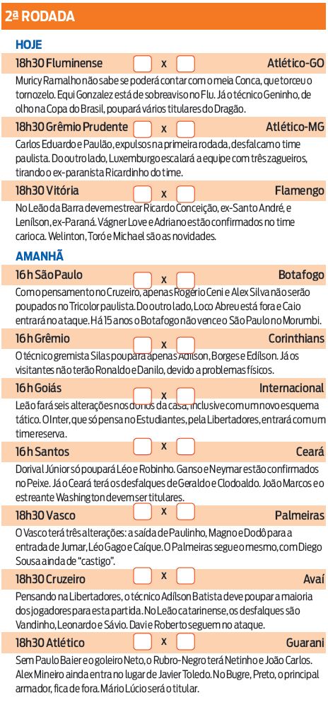 Confira os jogos da rodada na Série A |