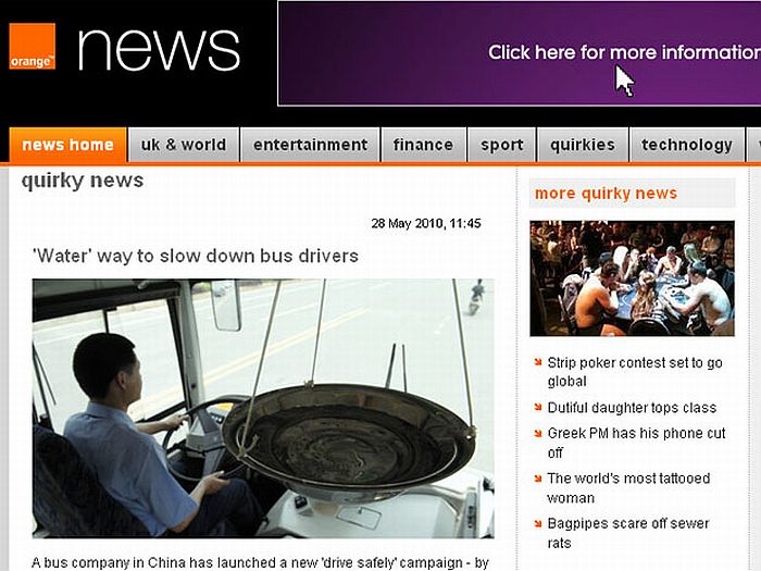 Motorista é monitorado por câmera e não pode derrubar água do balde | Reprodução/Orange News