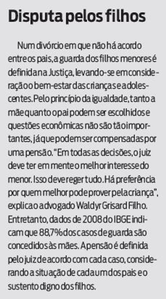 Saiba mais sobre a guarda dos filhos no caso do divórcio |