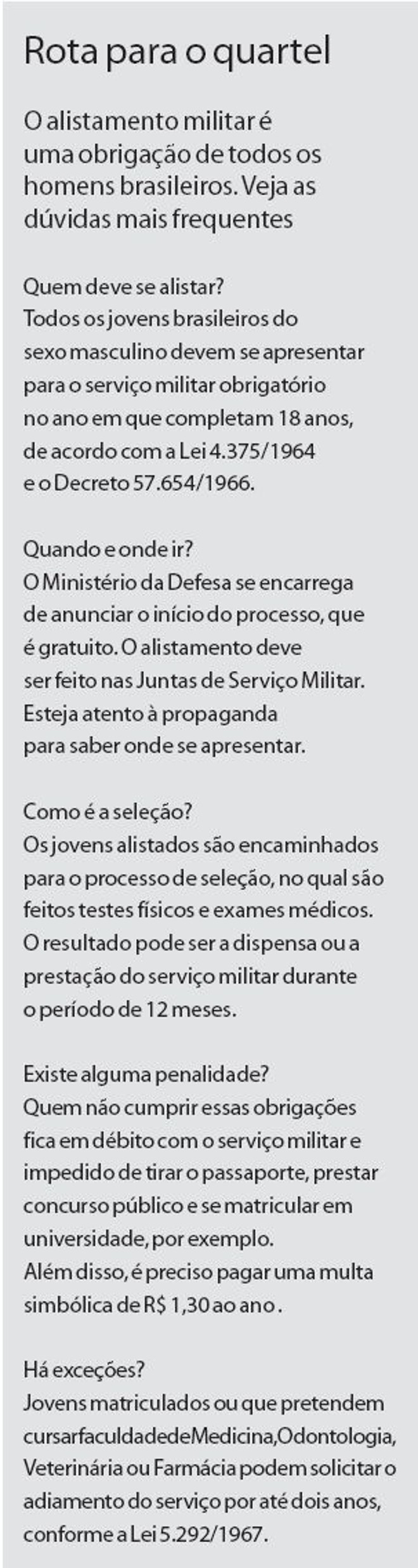 Veja as dúvidas mais frequentes sobre o alistamento militar | 