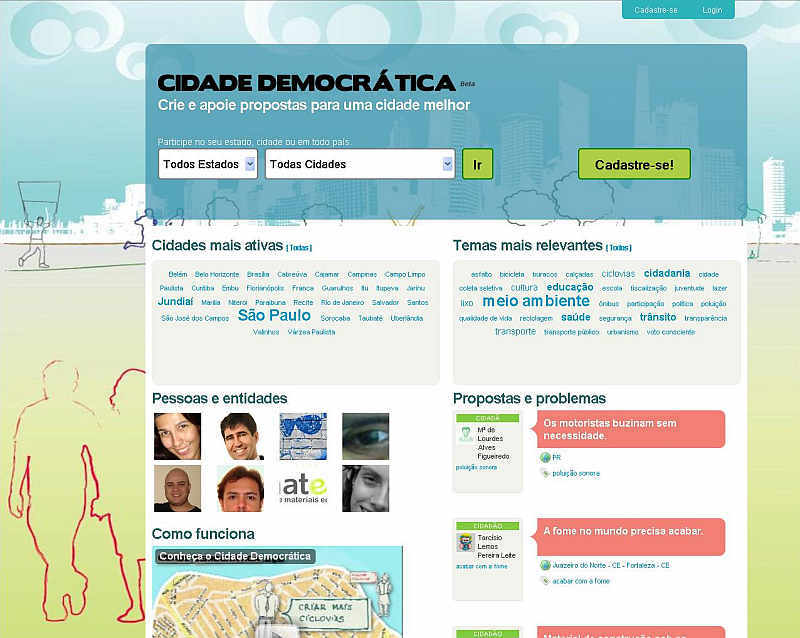O Cidade Democrática funciona como rede social de pessoas e causas | Reprodução