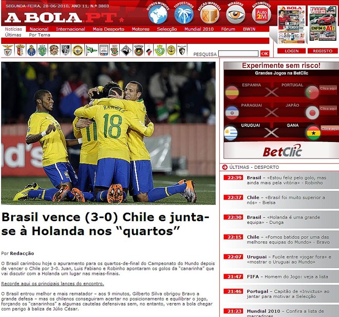 A Bola lembra das dificuldades brasileiras antes do primeiro gol |