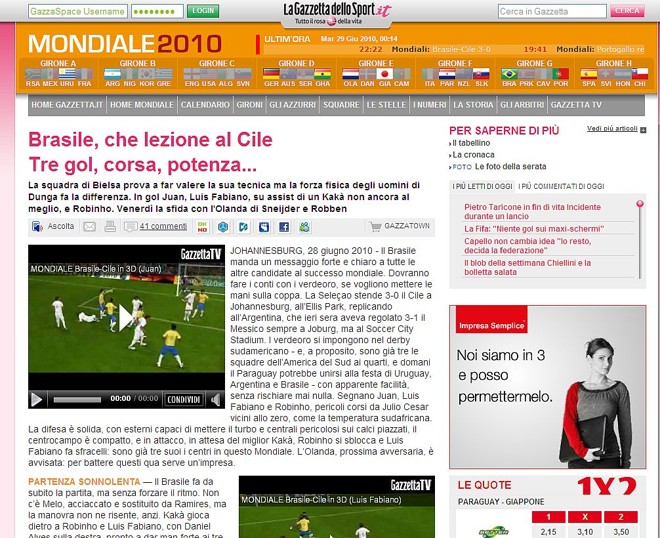Gazzeta dello Sport coloca Brasil entre os favoritos |