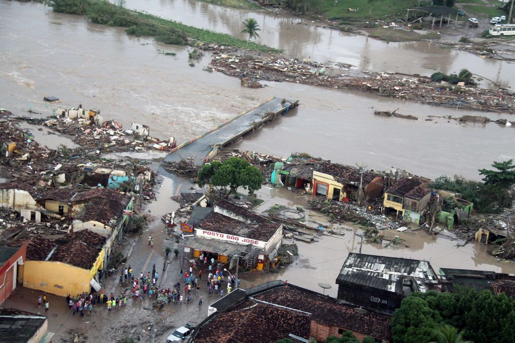 Em União dos Palmares (AL), o nível do Rio Mundaú subiu pelo menos cinco metros e devastou tudo o que havia nas margens | Thiago Sampaio/Agência Alagoas