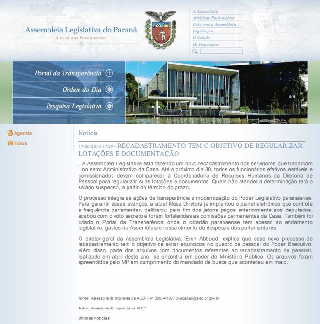 Página foi tirada do ar | Reprodução
