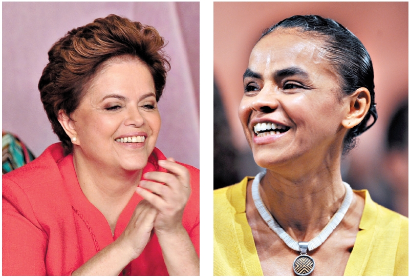 Dilma e Marina: participação feminina dentre os principais candidatos à Presidência contrasta com a das chapas no Paraná | Fotos: Evaristo Sá/AFP