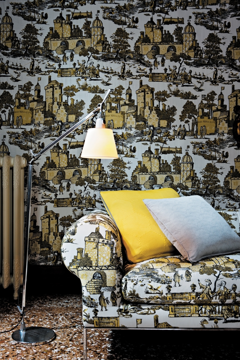 Casanova: tecido com gravuras do século 18 mescla seda e algodão mercerizado | Federico Cedrone/Divulgação