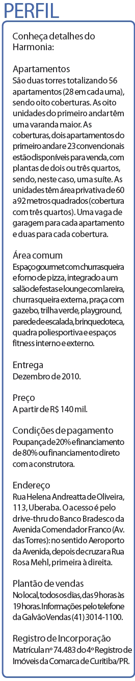 Conheça detalhes do Harmonia |