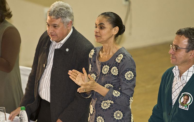 Paulo Salamuni e Marina Silva, na convenção estadual do PV | Antônio Costa/Gazeta do Povo
