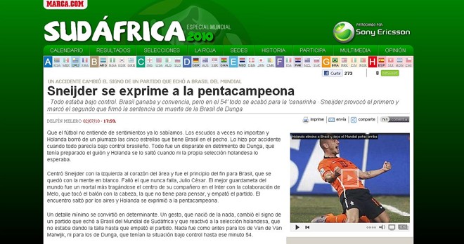 Sneijder é enaltecido pelo Marca |