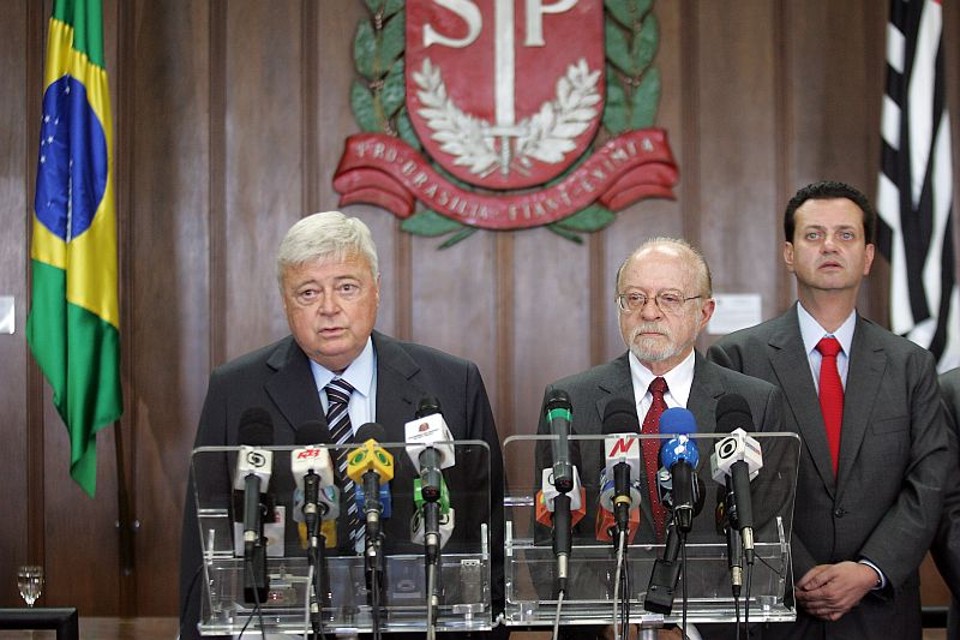 O presidente da CBF, Ricardo Teixeira, e o governador Alberto Goldman | Ayrton Vignola/ AE