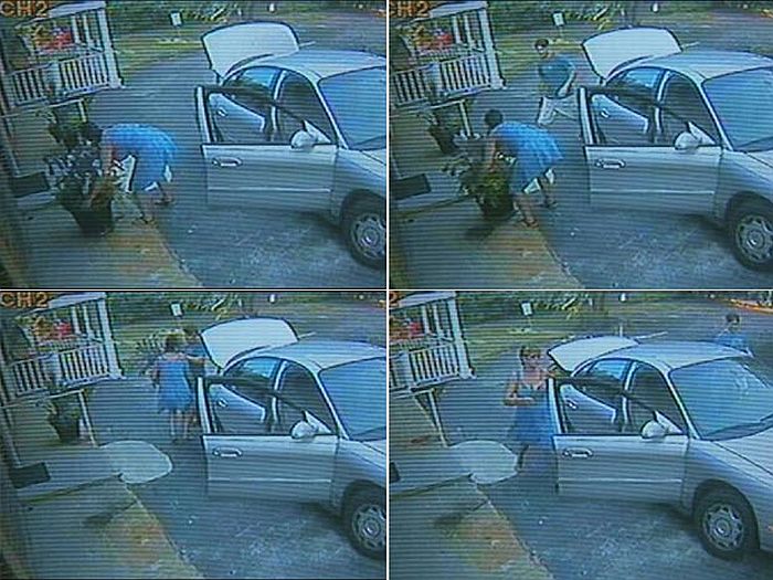 Casal foi flagrado roubando vasos de asilo | Reprodução