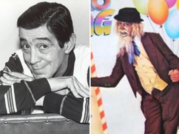 Gibe em foto de arquivo do SBT e como Papai Papudo na capa do disco Zig-zag | Divulgação do SBT / Reprodução
