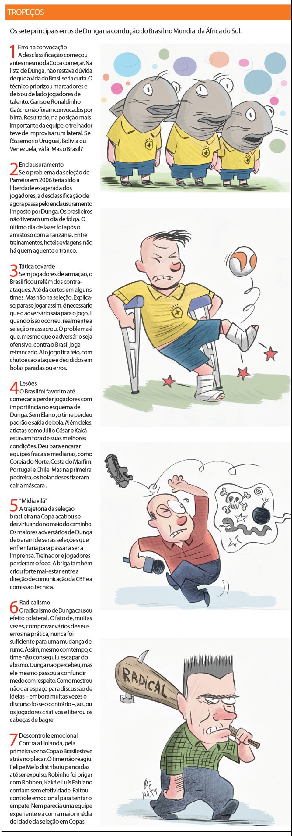 Os sete principais erros de Dunga na condução do Brasil no Mundial da África do Sul |