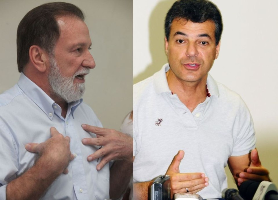 Osmar Dias (esq.): Na nossa coligação, a palavra privatização está proibida. As empresas públicas receberão apoio e investimentos". Beto Richa: Nosso plano de governo prevê medidas de incentivo ao acesso à terra e de inclusão dos assentamentos no processo produtivo | Dirceu Portugal / Gazeta do Povo e Marcos Labanca