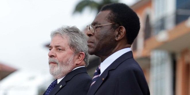 Lula e Mbasogo: jornalistas não puderam fazer perguntas aos dois presidentes |