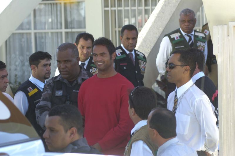 Bruno ao deixar o Juizado: em vídeo, goleiro admite que já conhecia Bola | Jackson Romanelli / EM1