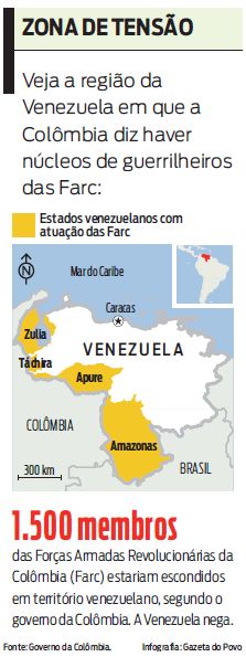 Veja área na Venezuela onde a Colômbia diz haver guerrilheiros |