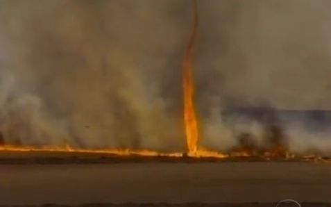 Fenômeno foi registrado em uma pastagem | Reprodução/TV Globo