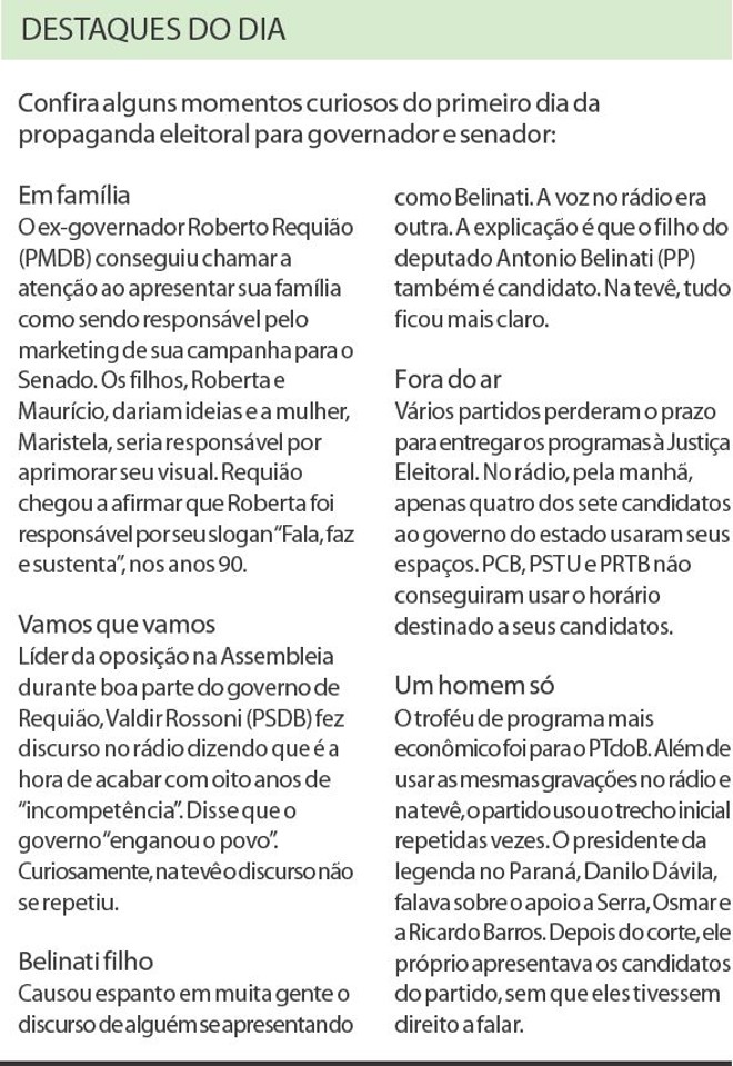 Veja momentos curiosos do primeiro dia da propaganda para governador e senador |