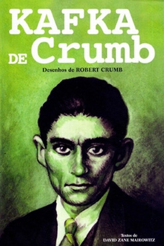 Capa e reprodução de página da biografia de Franz Kafka, assinada por Robert Crumb |