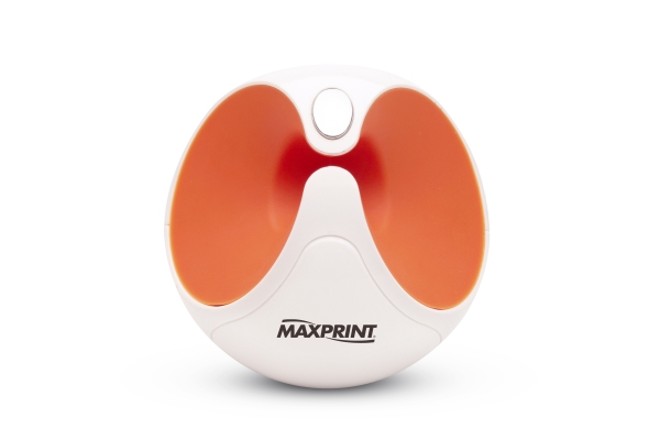 Caixa de som Vibration, da Maxprint, na cor branca e laranja, para uso com PC, notebook, iPod e MP3 players. Preço sugerido: R$ 350 |