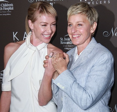 A atriz Portia De Rossi e a apresentadora Ellen DeGeneres | Reprodução/DailyMail.co.uk