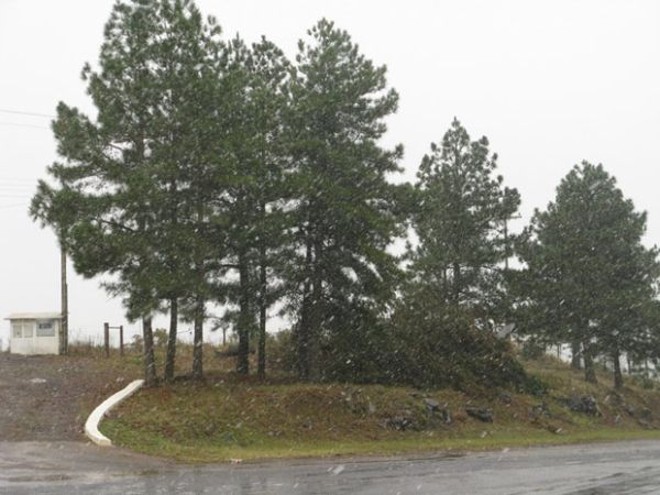 Agentes registraram neve em Vacaria, na tarde desta quarta-feira |