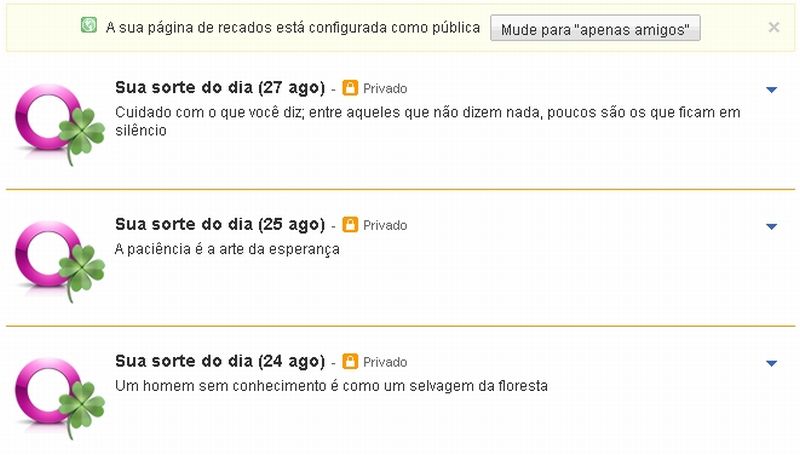 A sorte do dia do Orkut: de volta ao layout do site | Reprodução