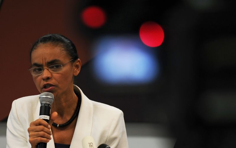 A candidata do PV à Presidência, Marina Silva, durante o 8.° Congresso Brasileiro de Jornais: discurso mais ameno sobre a liberade de imprensa | Vanderlei Almeida / AFP