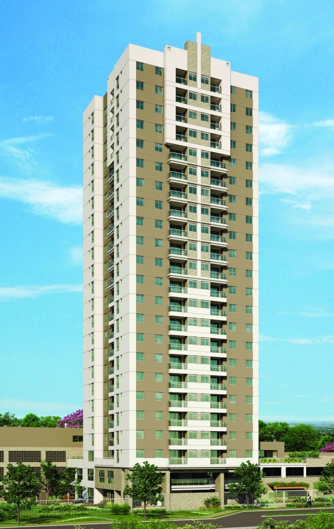 Perspectiva da Torre 3 do Garden Sevilha: 23 pavimentos | 