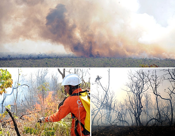 Incêndio no Parque Nacional de Brasilia, que já queimou uma área de 10 mil hectares de mata | Foto: Wilson Dias/ABr