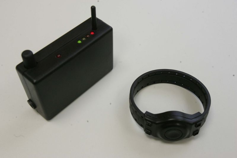Equipamento colocado no tornozelo dá a localização exata do detento e apita em caso de fuga | Hugo Hara/Gazeta do Povo