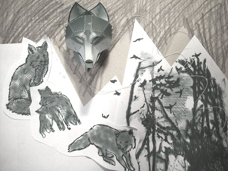 Em Wood, de André Azevedo, um lobo praticamente sai de dentro de um quadro | Fotos: Divulgação