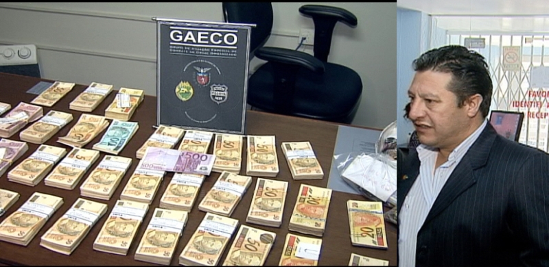 Agentes do Gaeco apreenderam R$ 120 mil em dinheiro na sede do sindicato presidido por Denílson Pires | Fotos: Reprodução tevê