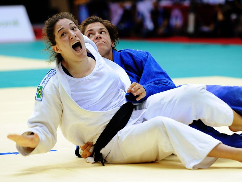 Mayra Aguiar vence Heide Wollert na semifinal e se torna a primeira judoca brasileira a chegar a uma decisão de Mundial, na categoria meio-pesado (até 78 kg) | Tory Yahamanaka / AFP