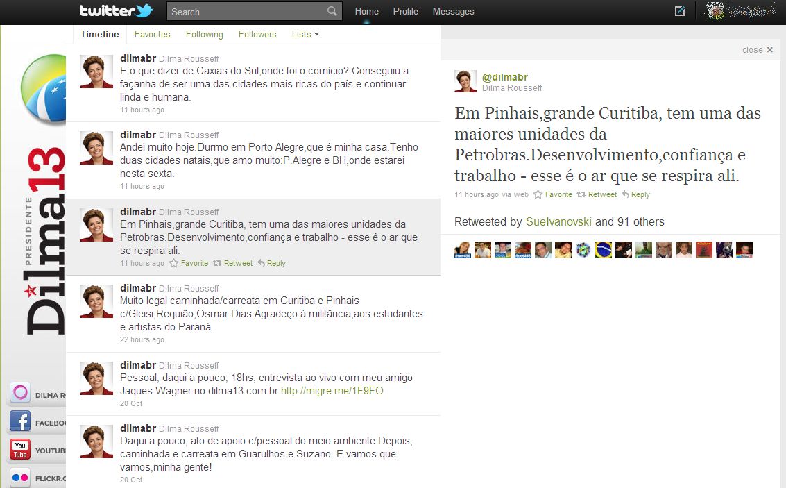 Em destaque, trecho em que Dilma se atrapalha na geografia paranaense | Reprodução / Twitter