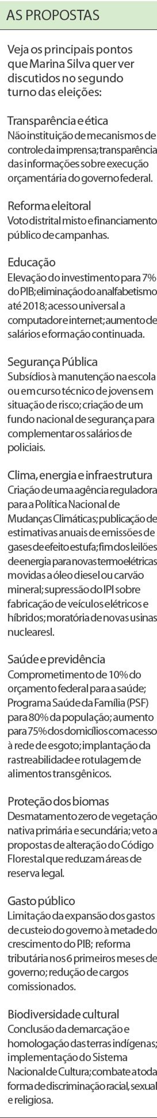 Veja os principais pontos que Marina Silva quer ver discutidos no segundo turno | 