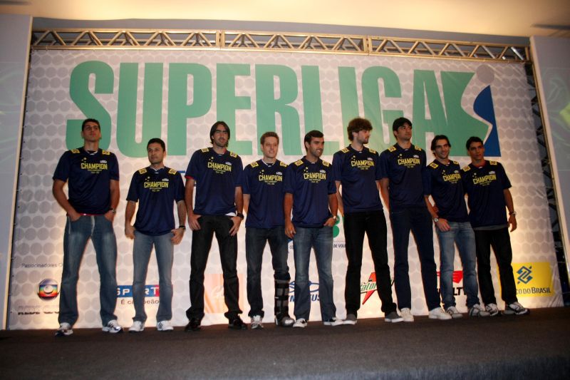 Jogadores participam da apresentação oficial da Superliga Masculina, em São Paulo: presença de campeões do mundo vai deixar o torneio mais fortalecido | Alexandre Arruda/ CBV