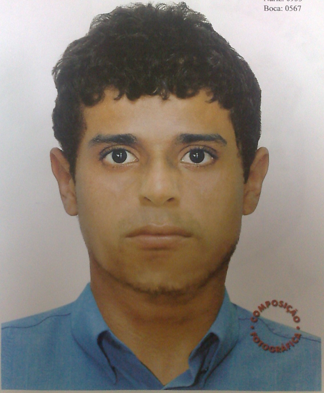 Retrato falado de um dos acusados de cometer o roubo | Polícia Civil