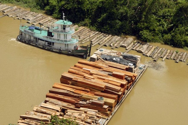 Operação da Polícia Federal, Ibama e outras entidades de combate ao desmatamento ilegal na Amazônia em abril de 2010. No Pará, foram confiscados 5 mil metros cúbicos de madeira |