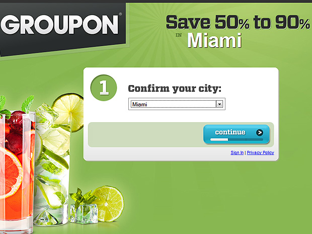 Site de compras coletivas GroupOn | Reprodução