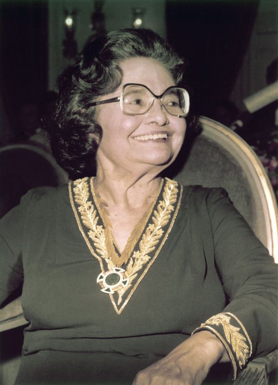 Escritora da vida inteira Rachel de Queiroz, no dia 4 de agosto de 1977, durante a sua posse na Academia Brasileira de Letras | Acervo ABL/Divulgação