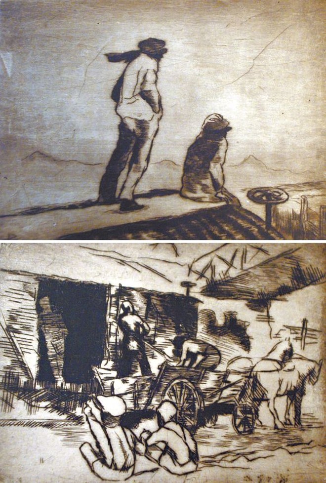 Os Guarda-Freios (acima) e O Desvio, gravuras de Poty Lazzarotto | 