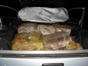 Quase 500 kg de maconha foram apreendidos em carroceria de picape | Foto: Divulgação/PRE-PR