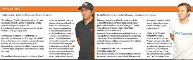 Veja as entrevistas com Cacá Bueno e Ricardo Maurício, candidatos ao título | 