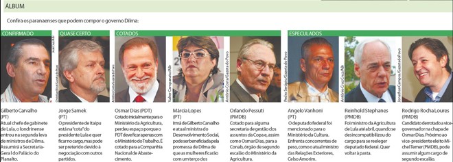 Confira os paranaenses que podem compor o governo Dilma |